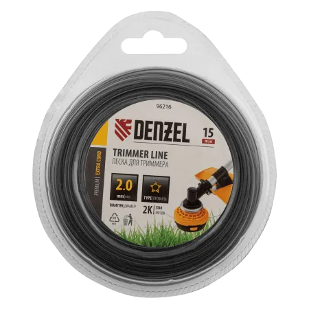 Леска для триммера 2,0 х 15м звезда  Denzel