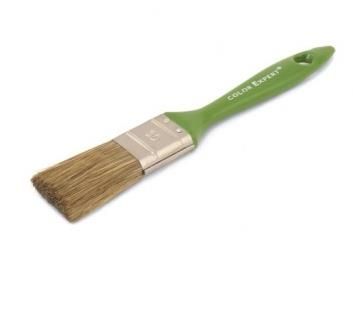 Кисть плоская 30х12мм пластиковая ручка смешанный ворс зеленая Color Expert-----
