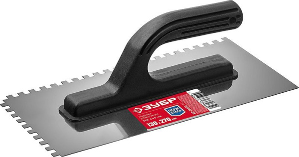 Гладилка стальная 130х270мм зуб  6х6мм Зубр