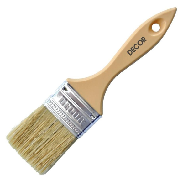 Кисть плоская 50х14мм пластиковая ручка смешанный ворс Четверг Decor(12)