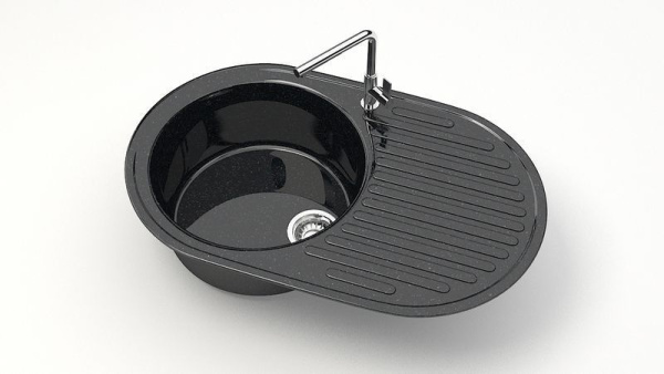 Мойка иск мрамор врезная Наоми 720х455х185 черный