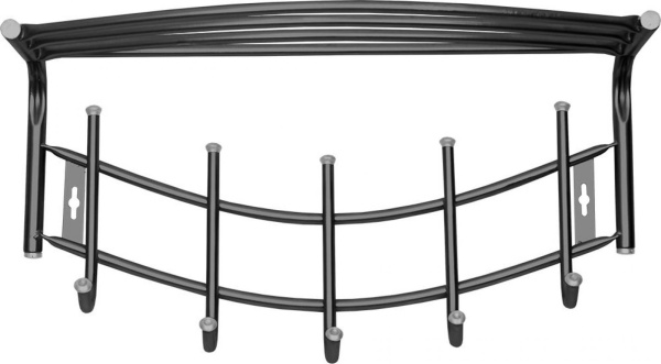 Вешалка настенная 5 крючков ВНП4/Ч с полкой черный Премиум 4 Nika