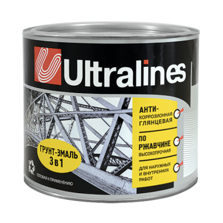 Грунт эмаль по ржавчине 3в1 красно-коричневая 1,8 кг Ultra Lines Радуга